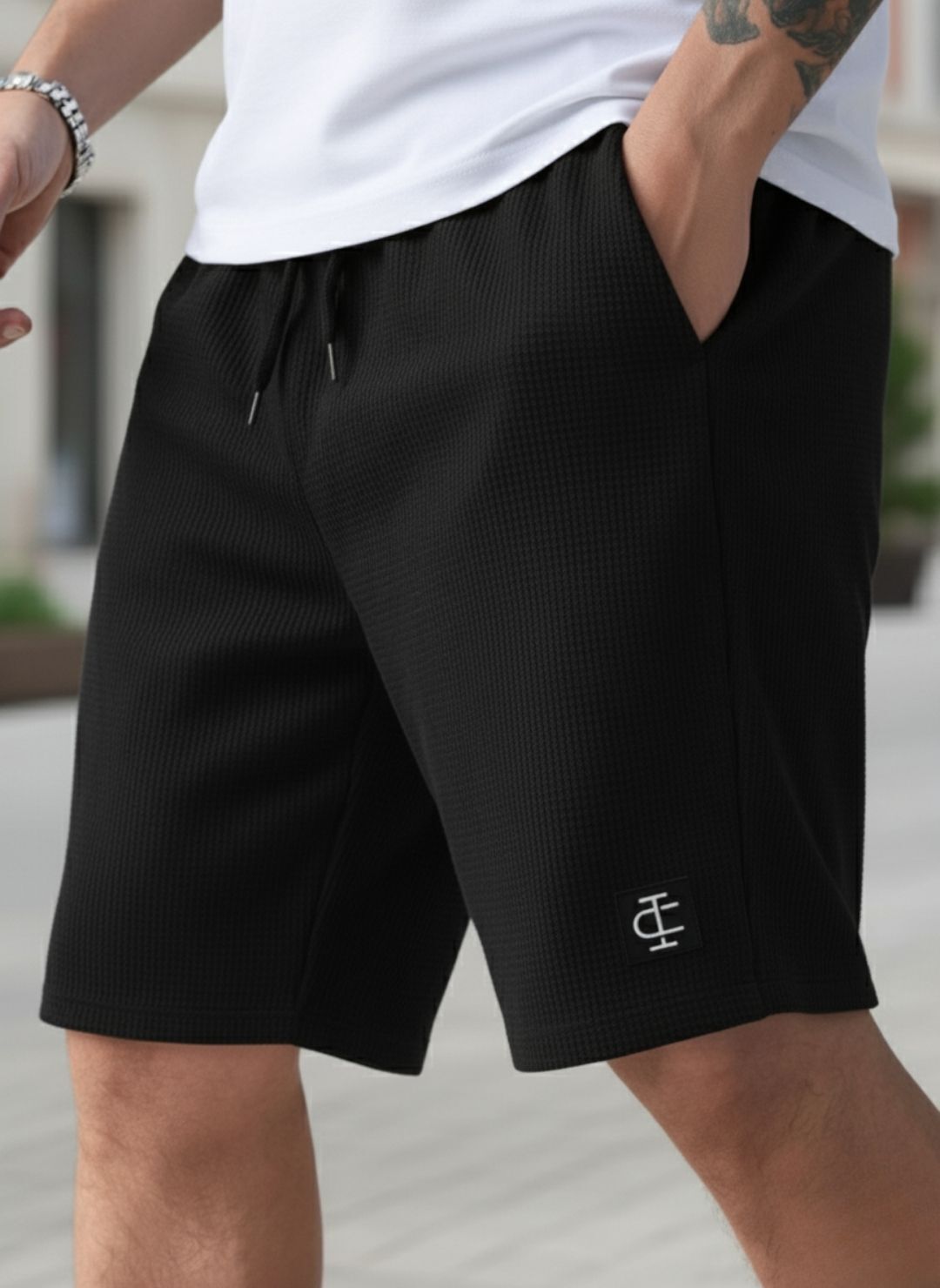 indiclub Self Design Men Black Casual Shorts-picture-23