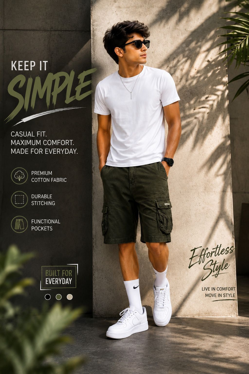 cool & carry Solid Men Khaki Cargo Shorts-picture-12