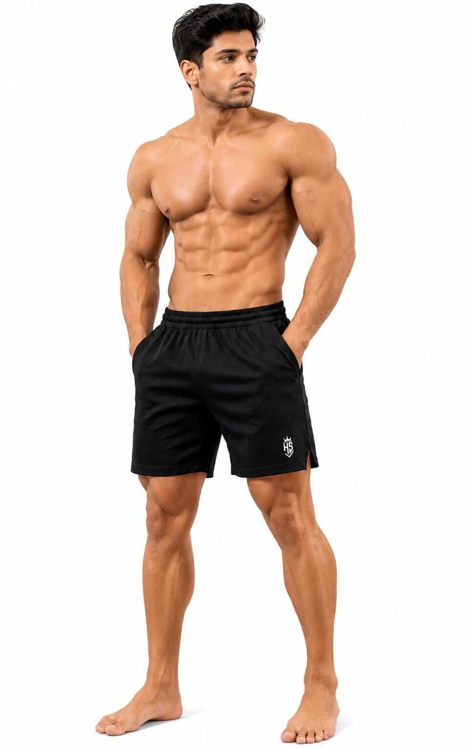 Solid Men Black Gym Shorts, Running Shorts, Sports Shorts-image-18