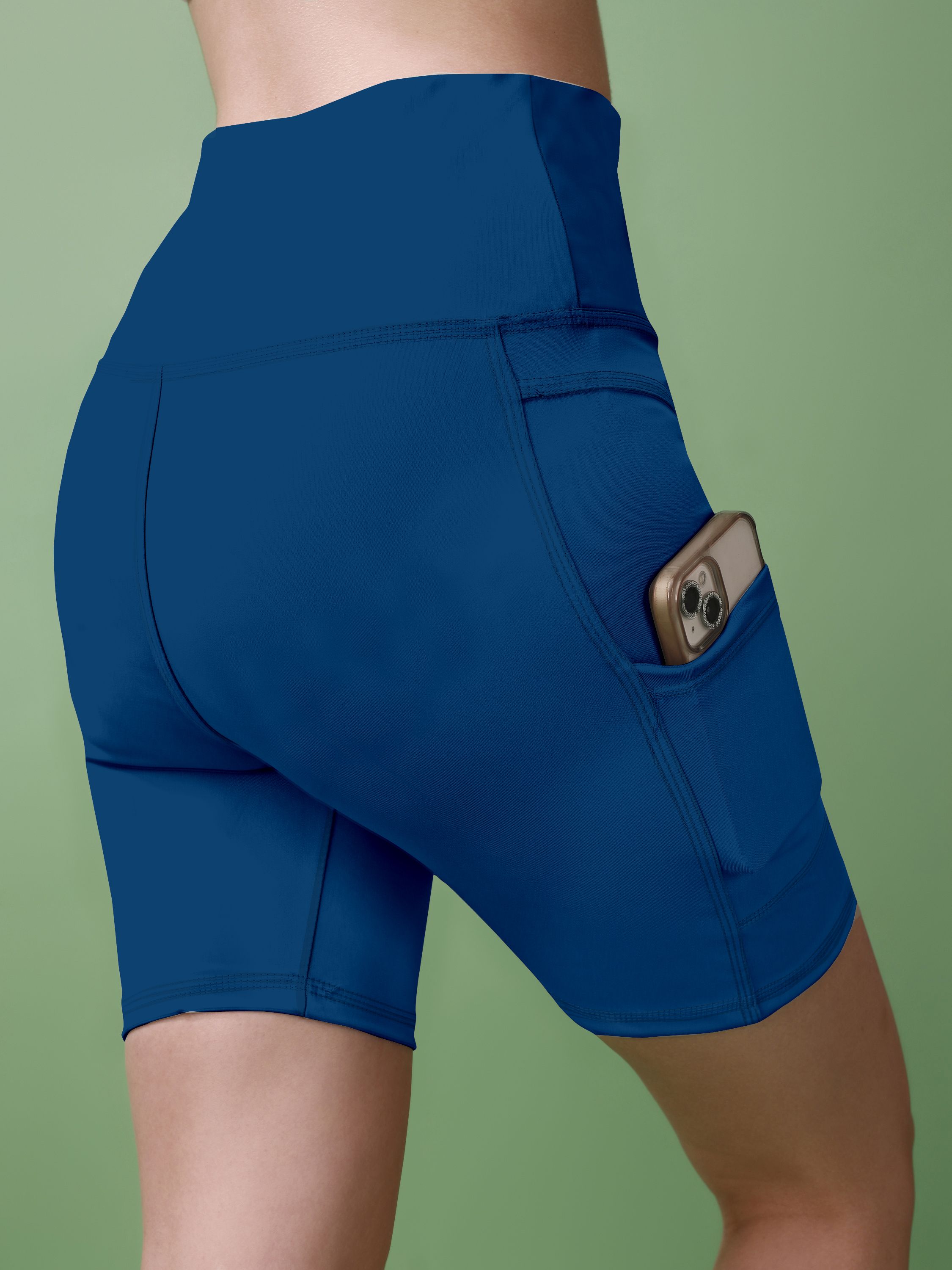 poojaran Solid Women Blue High Waist Shorts-picture-17
