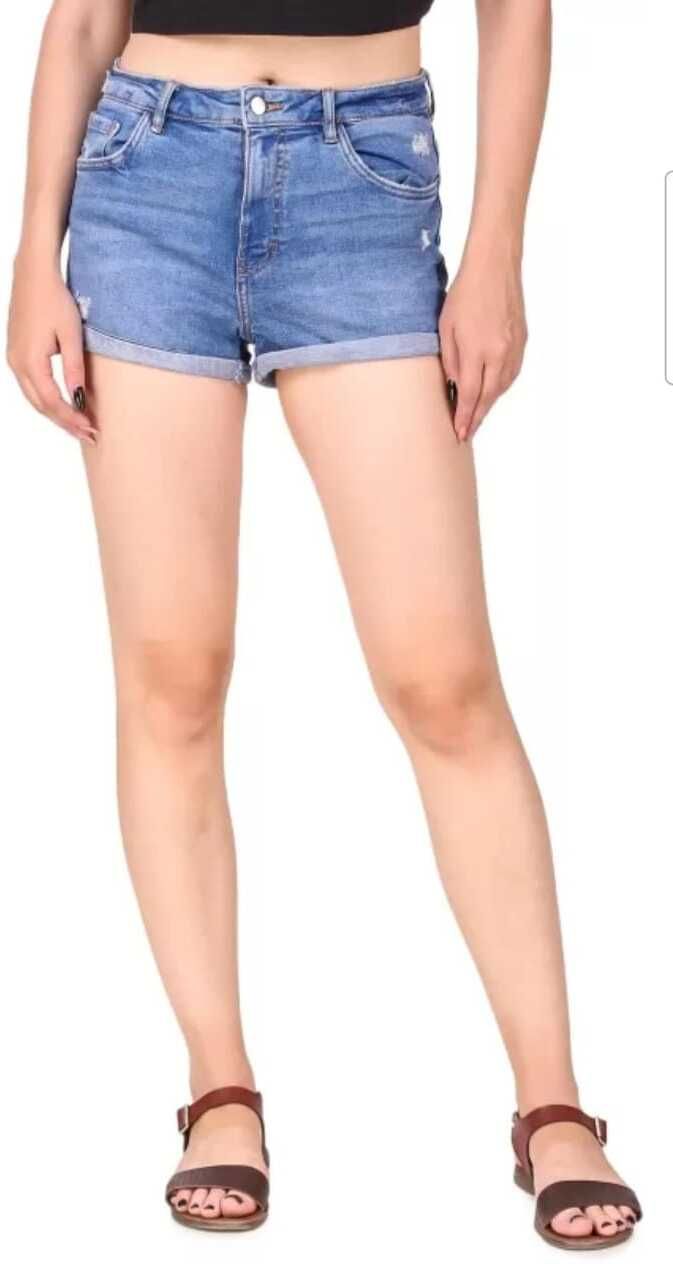 freedomfashion Solid Women Denim Light Blue Denim Shorts-picture-27
