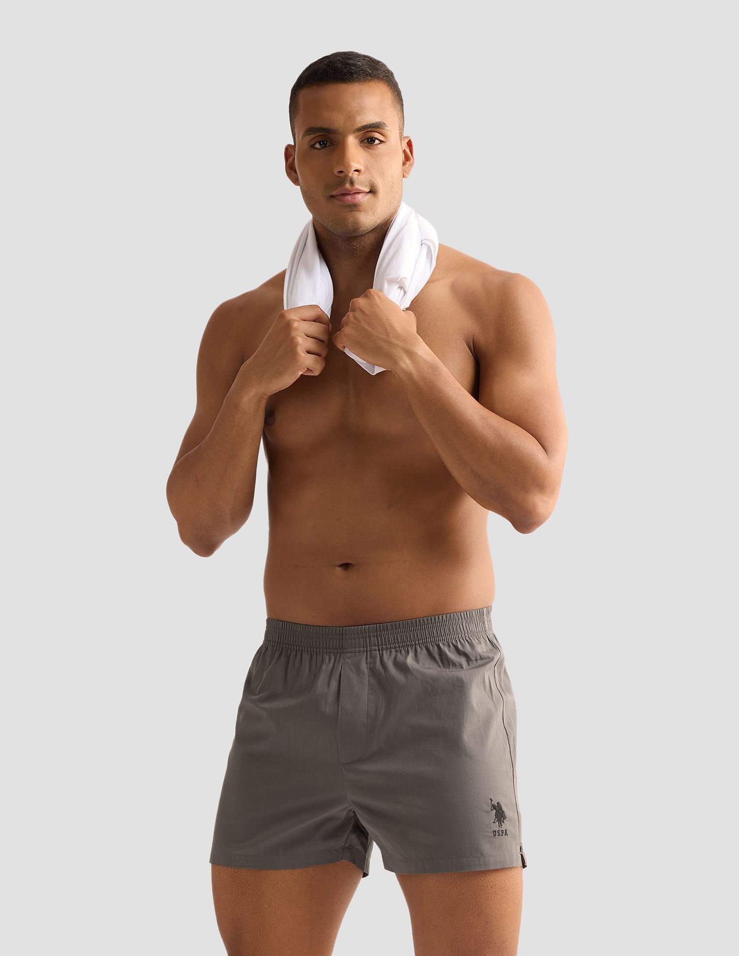 u.s. polo assn. Solid Men Grey Boxer Shorts-picture-16