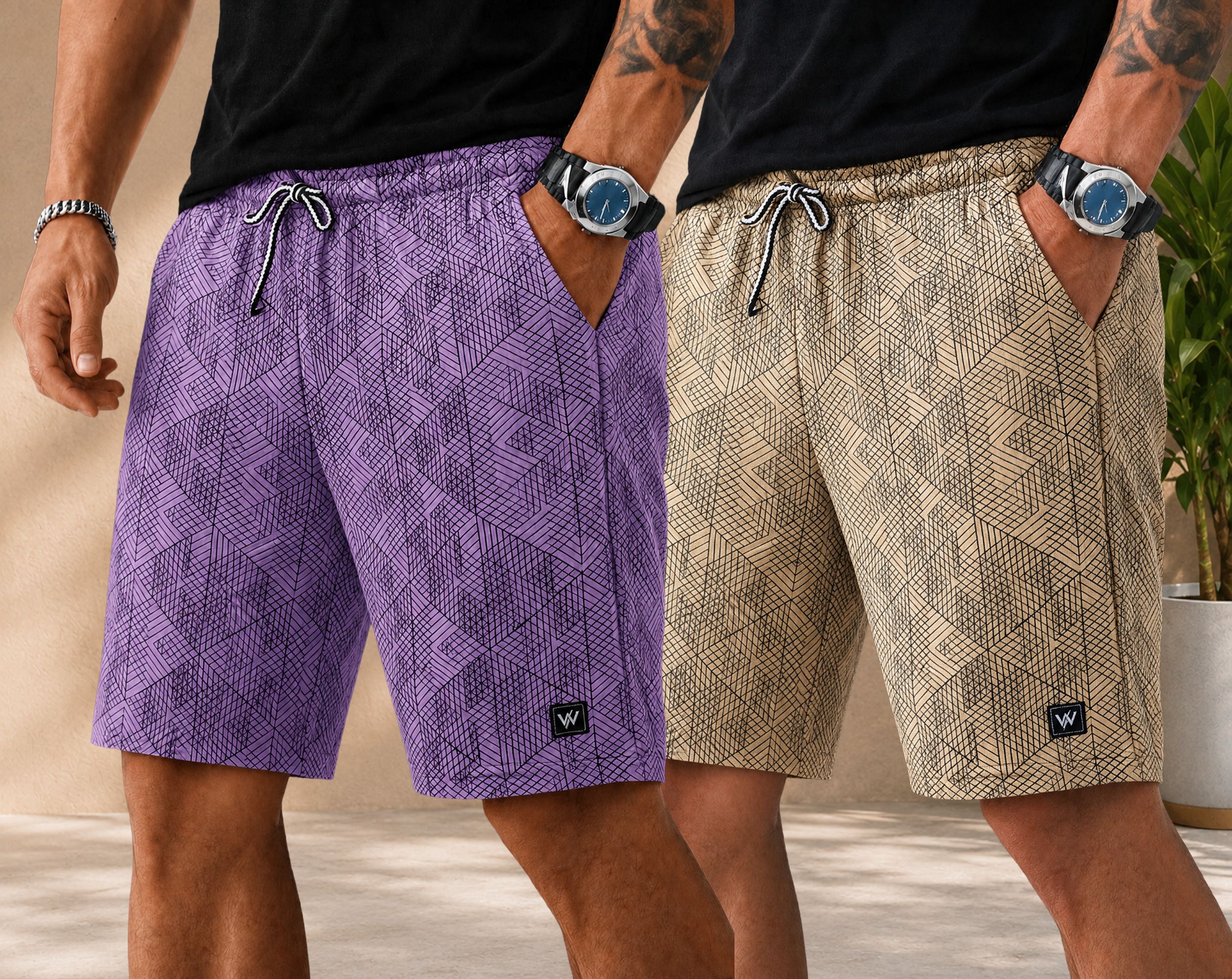wereko Pack of 2 Self Design Men Multicolor Regular Shorts-picture-15