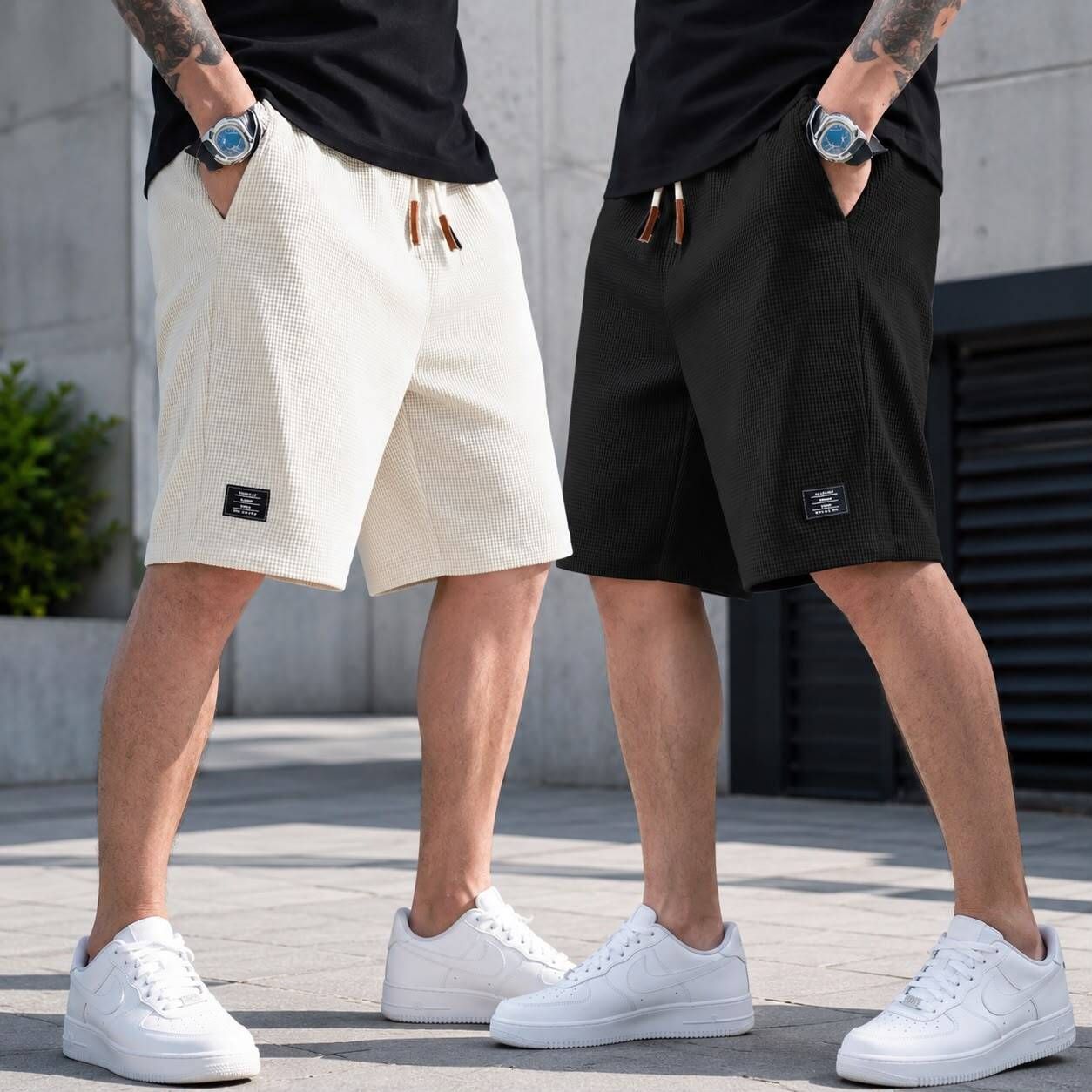 sell4u Pack of 2 Solid, Graphic Print Men Black Sports Shorts-picture-28