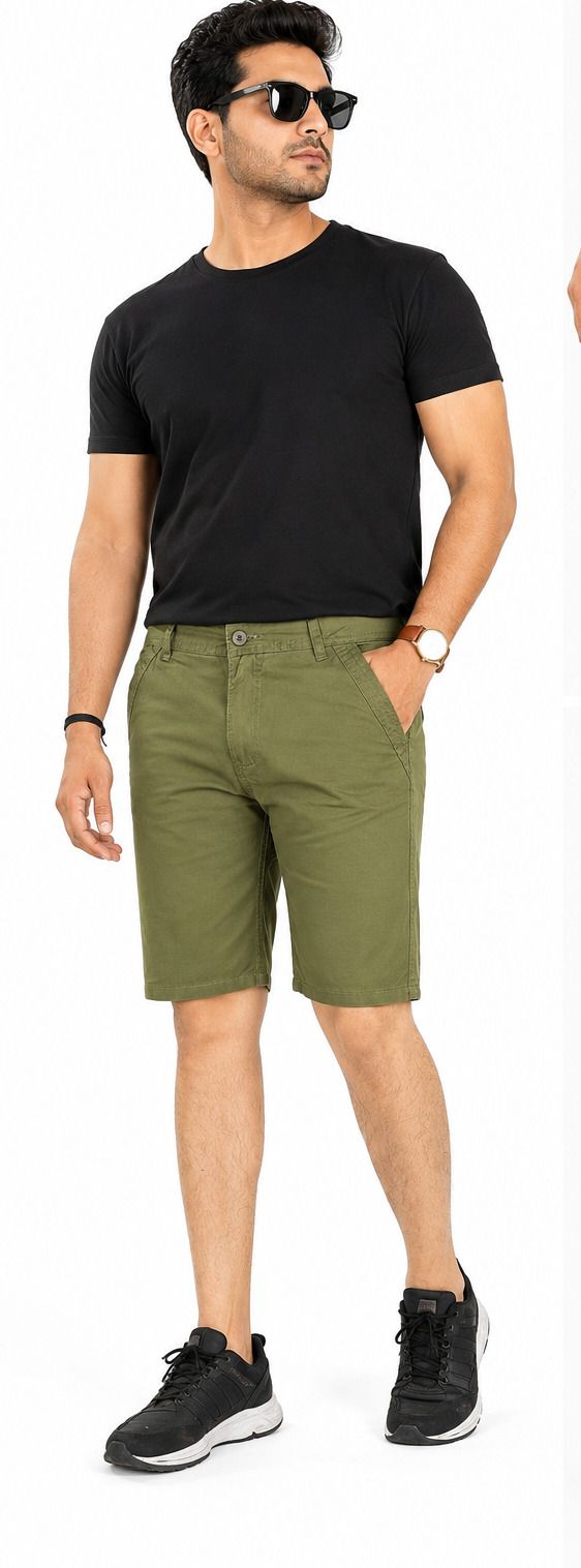 rezh Solid Men Green Chino Shorts-picture-27