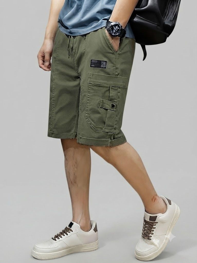 classic hub Solid Men Green Cargo Shorts-picture-26