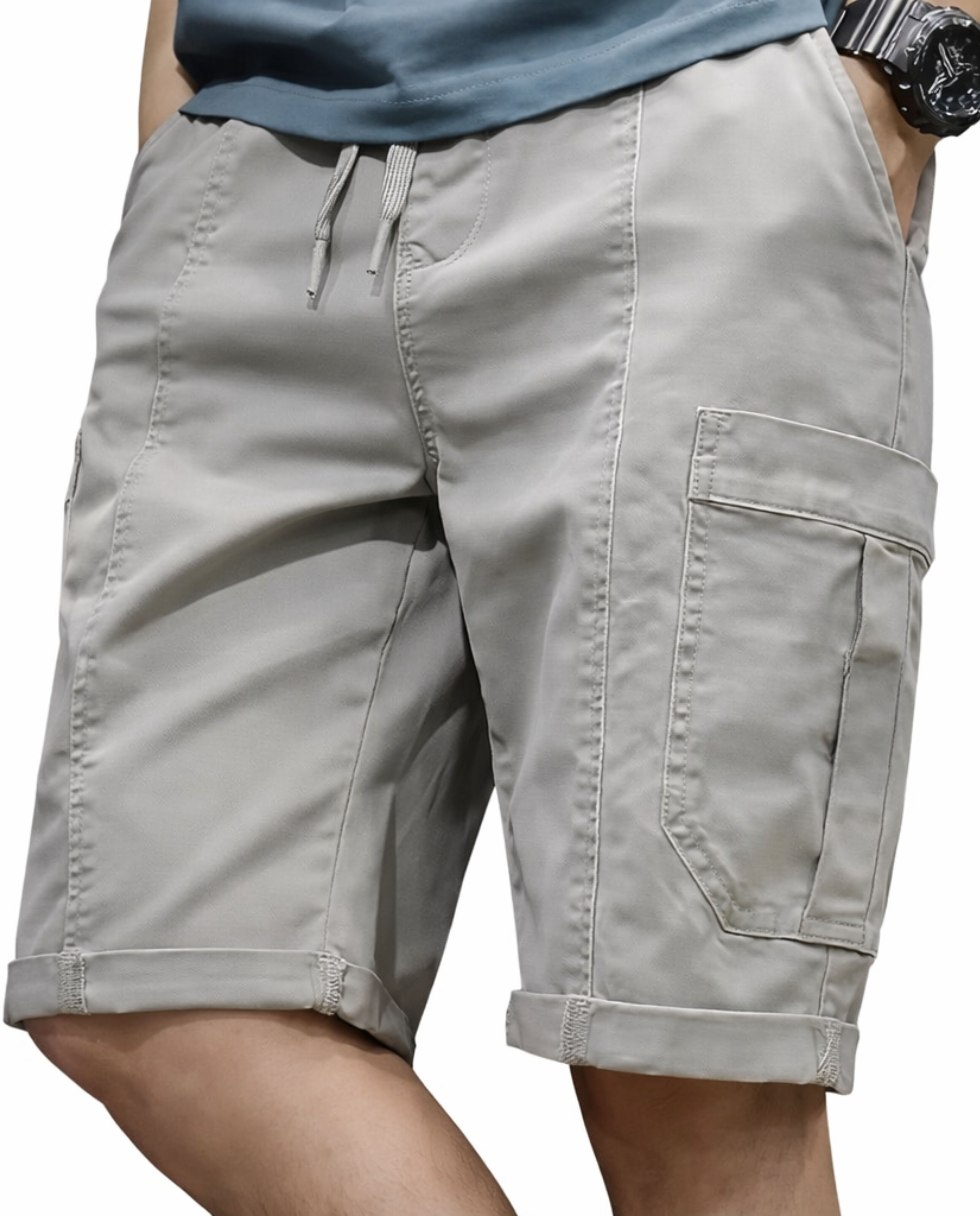 amrath fashion Solid Men Grey Cargo Shorts-picture-16