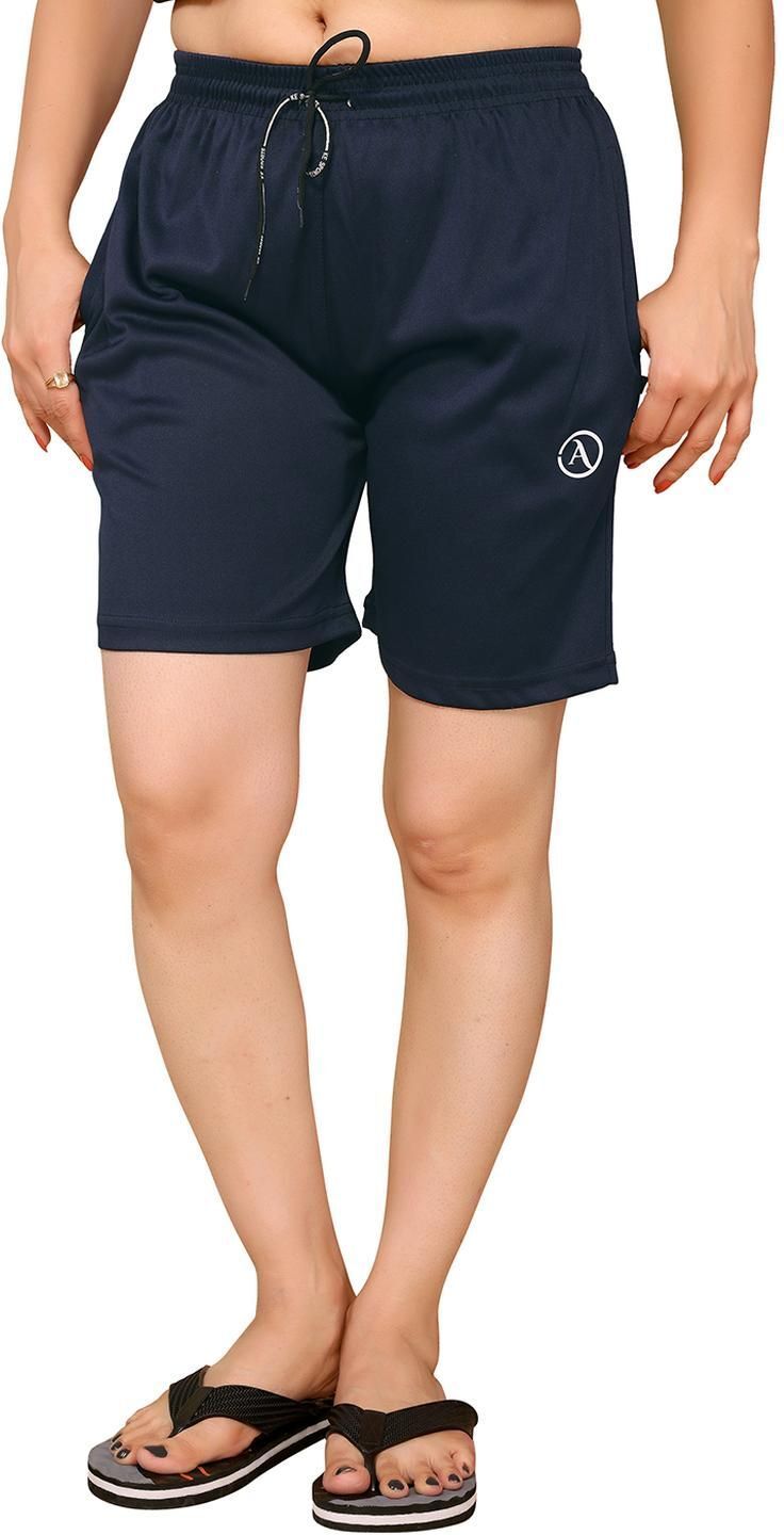 moda rapido Self Design Women Dark Blue Sports Shorts-picture-10