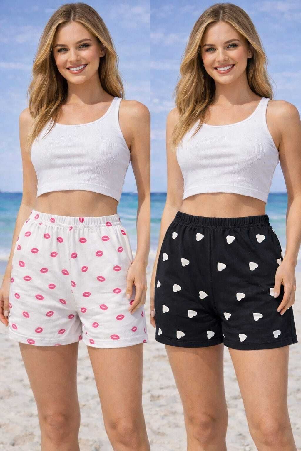 crazy wear Pack of 2 Printed, Graphic Print Women White, Black Night Shorts, Casual Shorts, Boxer Shorts-picture-11