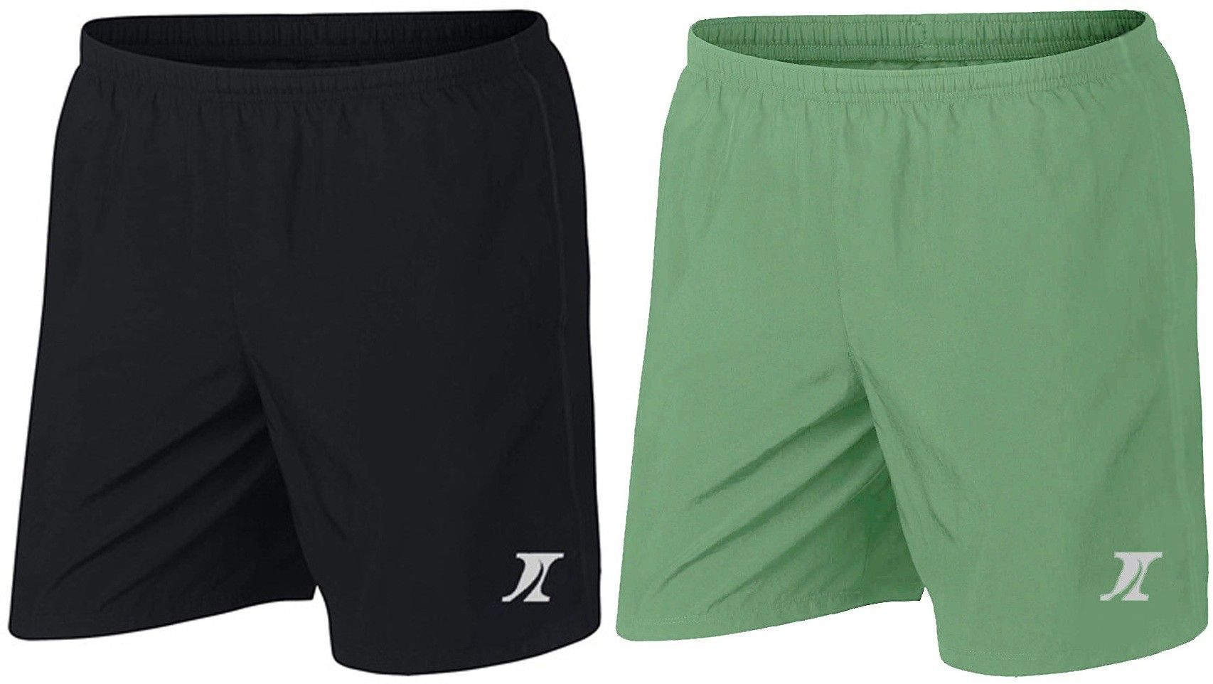 indiclub Pack of 2 Solid Men Black, Light Green Sports Shorts-picture-15