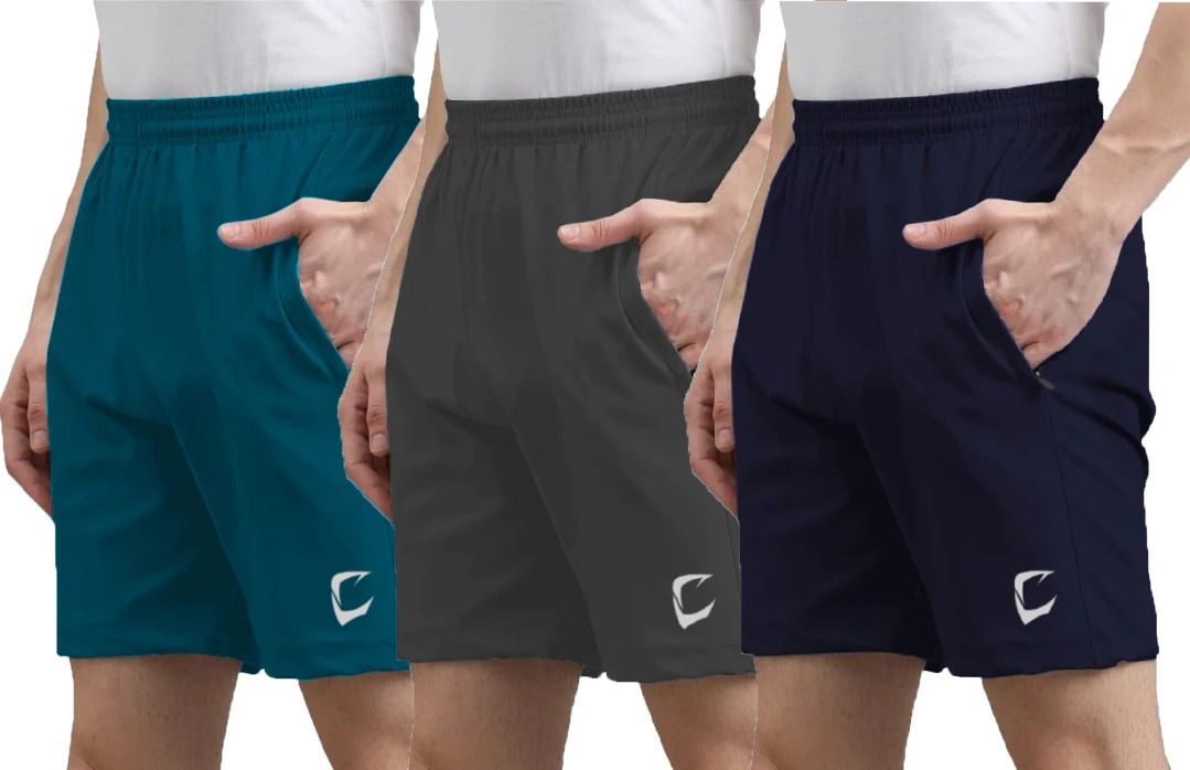 cravven Pack of 3 Solid Men Multicolor Sports Shorts-picture-15
