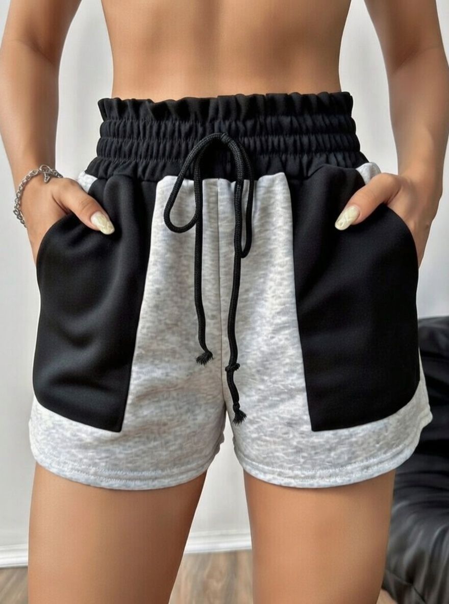 Solid Women Black, Grey Gym Shorts