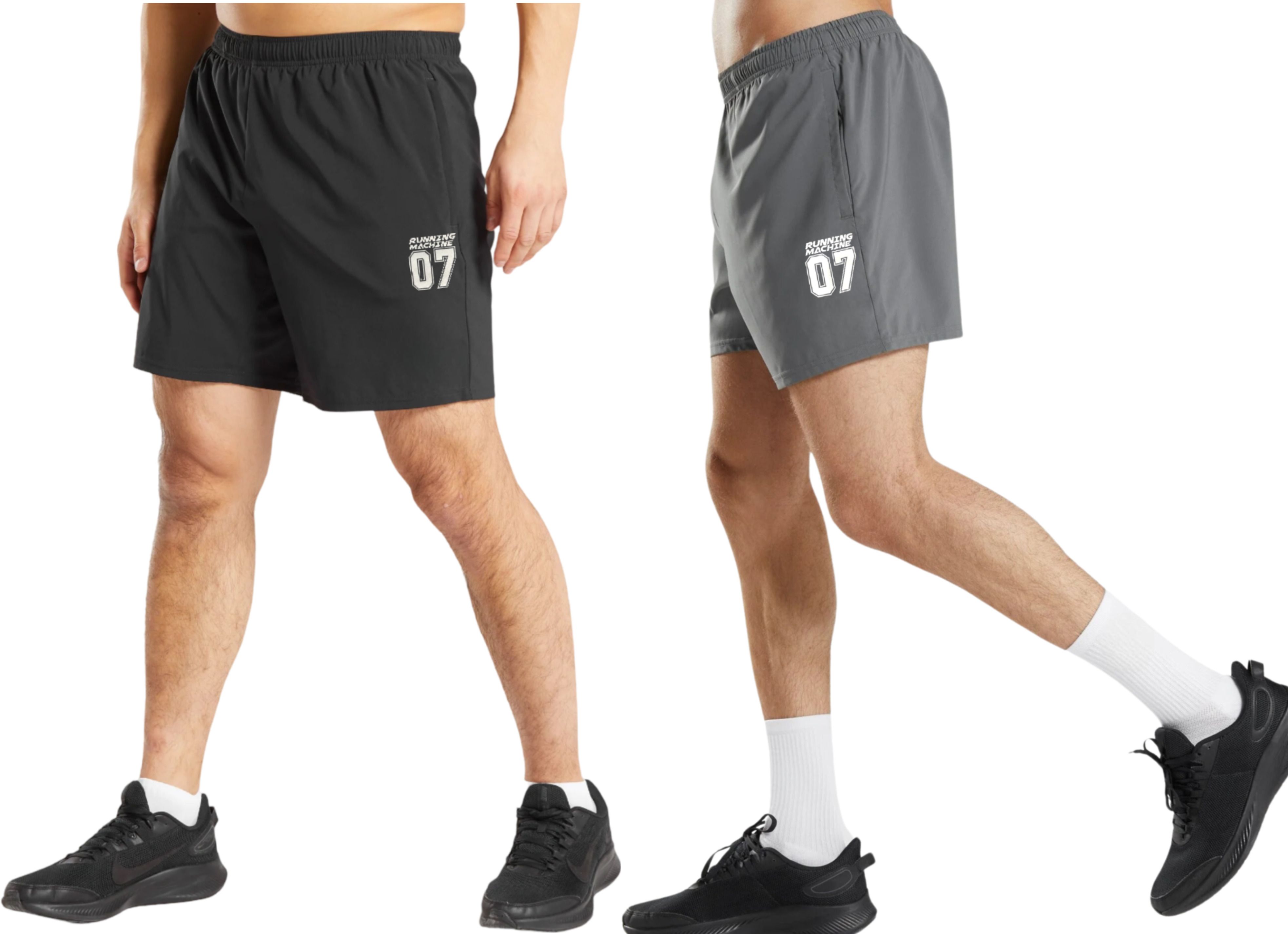 running machine Pack of 2 Solid Men Black, Dark Grey Sports Shorts-picture-10