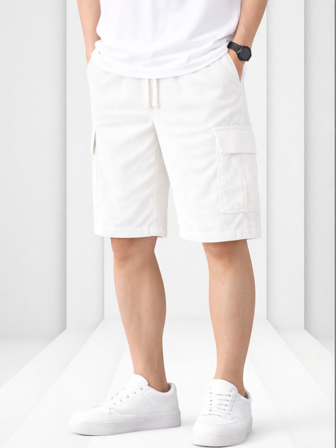 metronaut Men's Comfortable Solid Polycotton Lounge & Casual Shorts Solid Men White Casual Shorts-picture-33