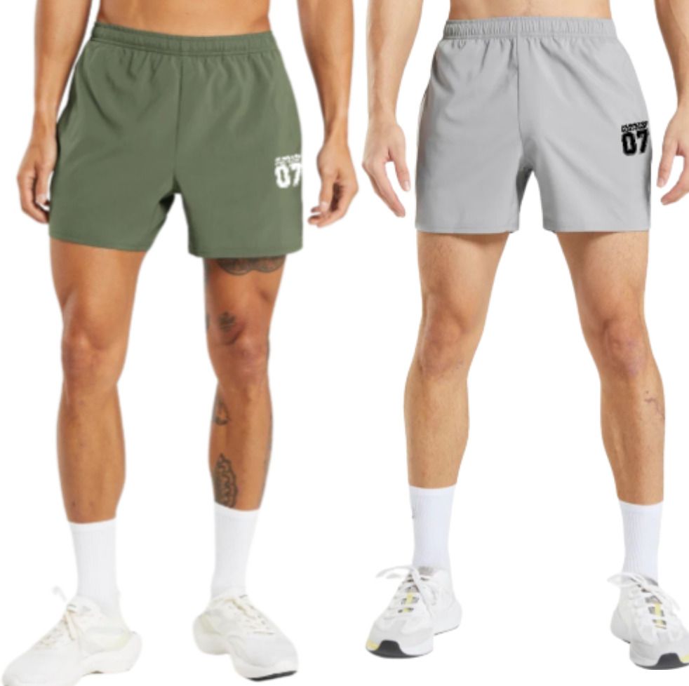 running machine Pack of 2 Solid Men Green, Grey Sports Shorts-picture-45