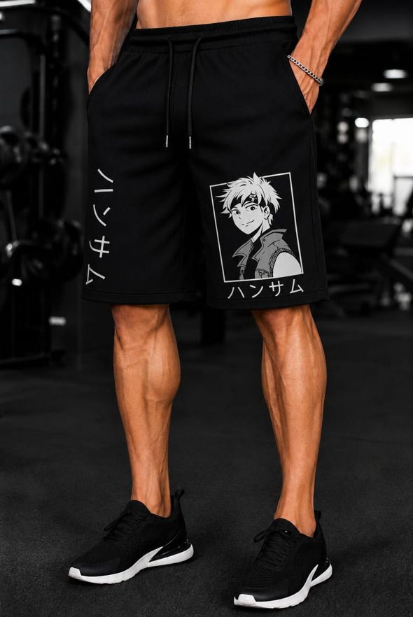 tenrun Printed Men Black Basic Shorts-picture-3