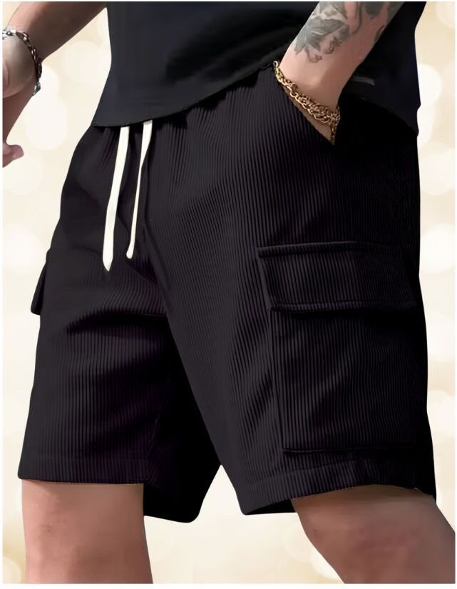 vivek Solid Men Black Cargo Shorts-picture-20