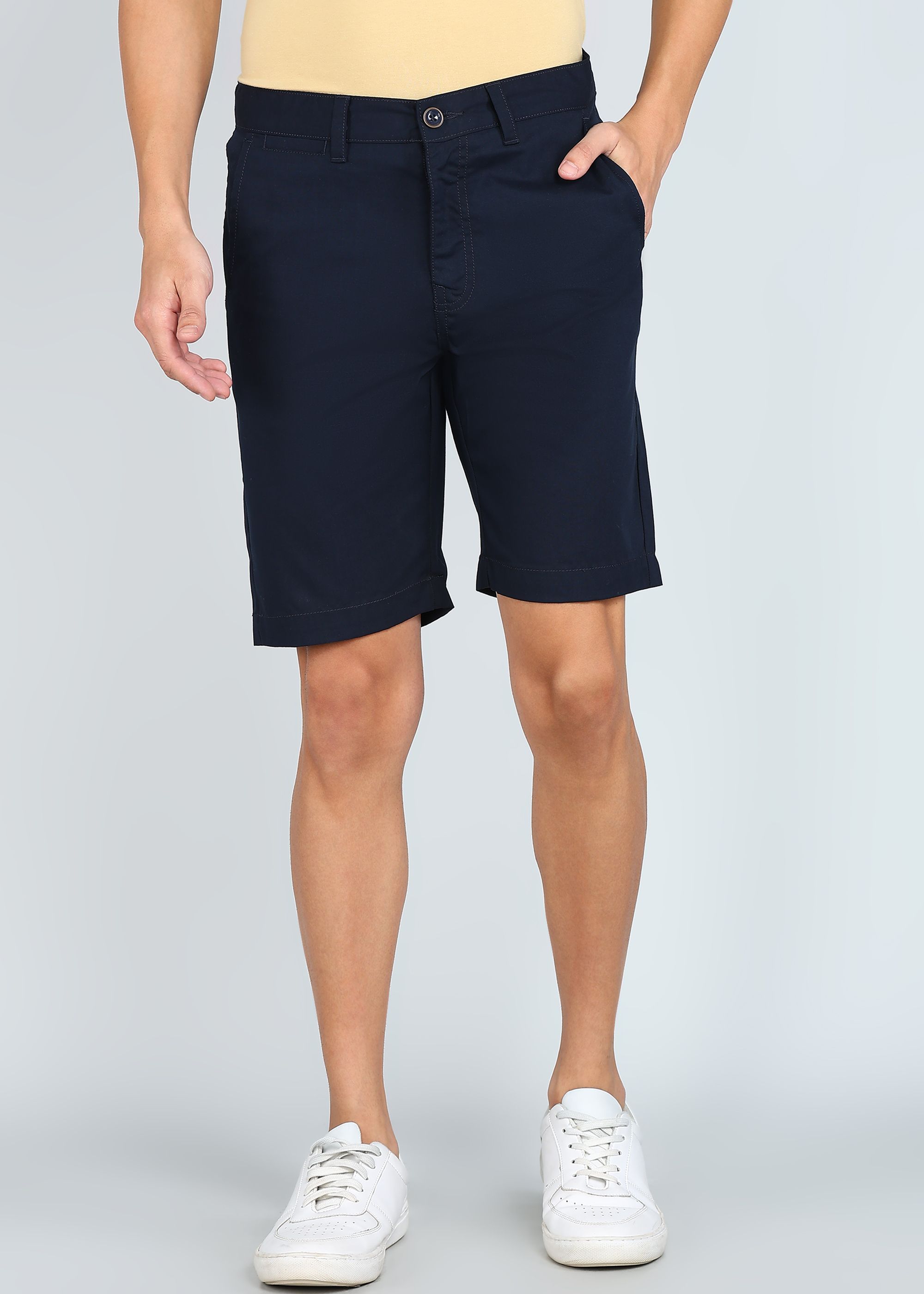 peter england Self Design Men Dark Blue Regular Shorts-picture-20