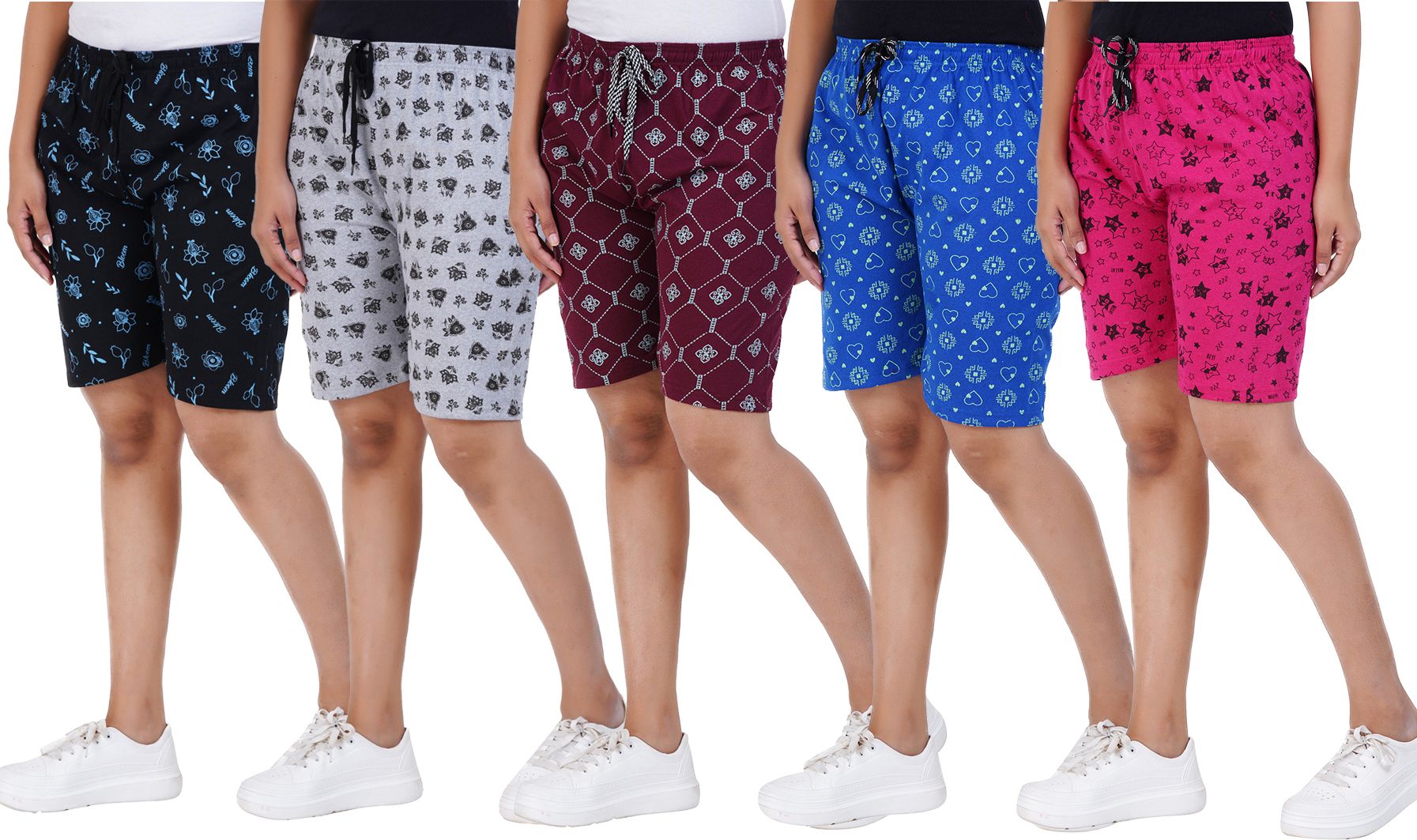 afra Pack of 5 Printed Women Multicolor Casual Shorts-picture-19