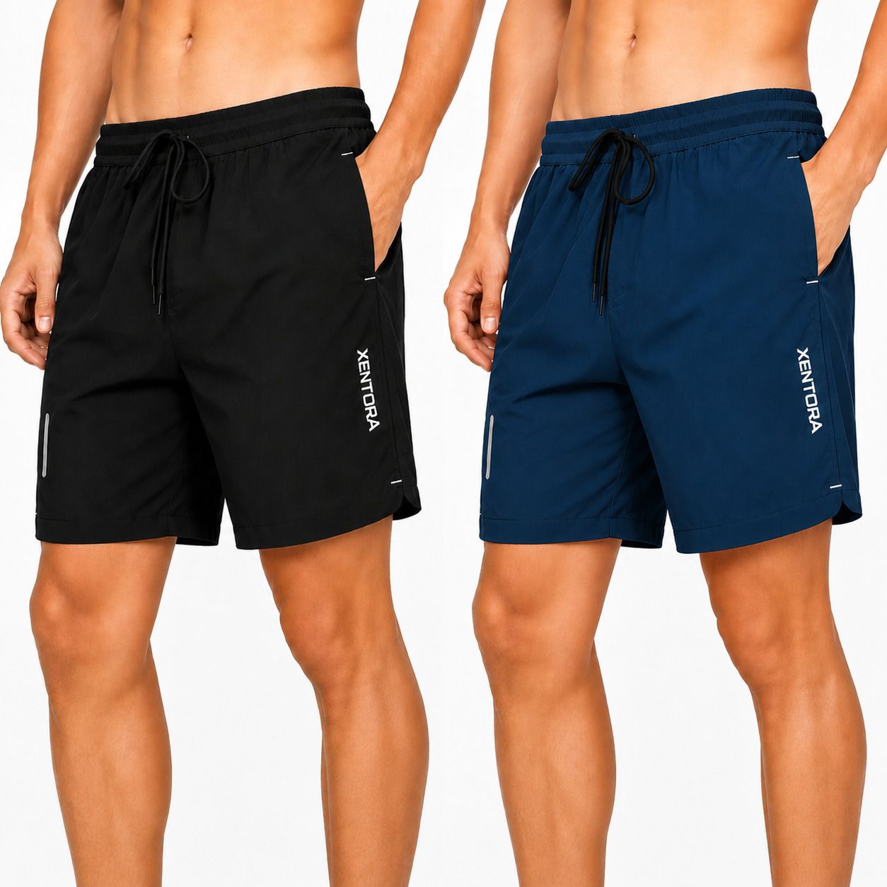 xentora Pack of 2 Solid Men Blue, Black Running Shorts, Gym Shorts, Sports Shorts-picture-11