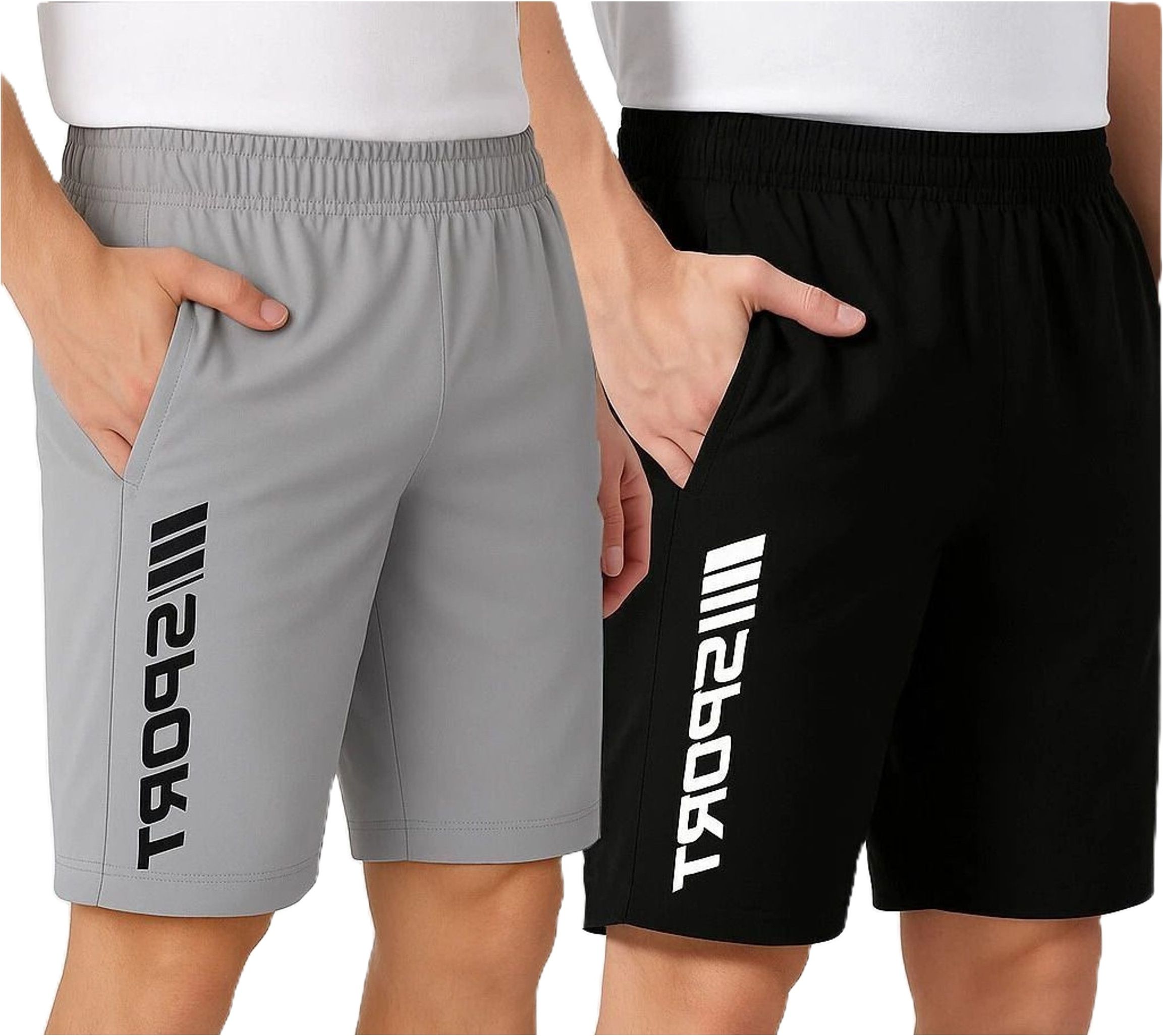 flyzen Pack of 2 Solid Men Black, Grey Regular Shorts-picture-36