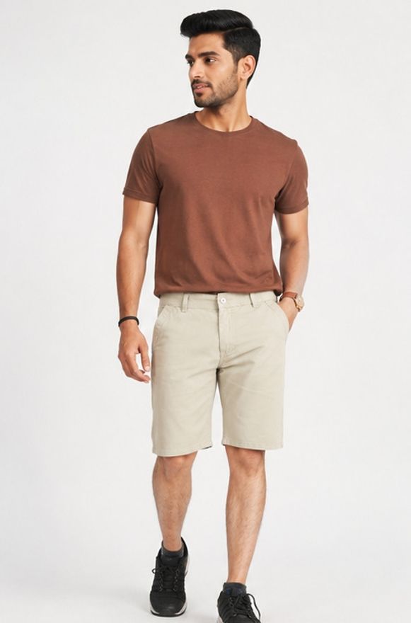 ntew Solid Men Khaki Chino Shorts-picture-26