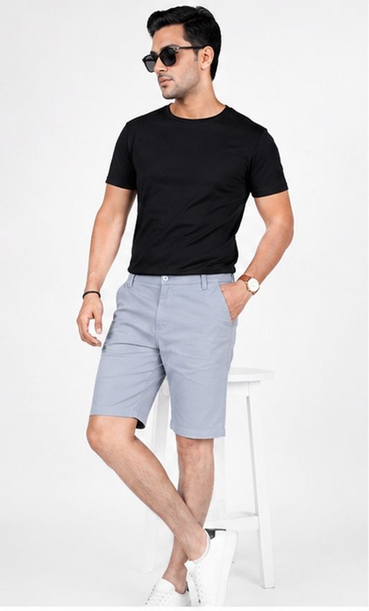 yjklk Solid Men Grey Chino Shorts-picture-20