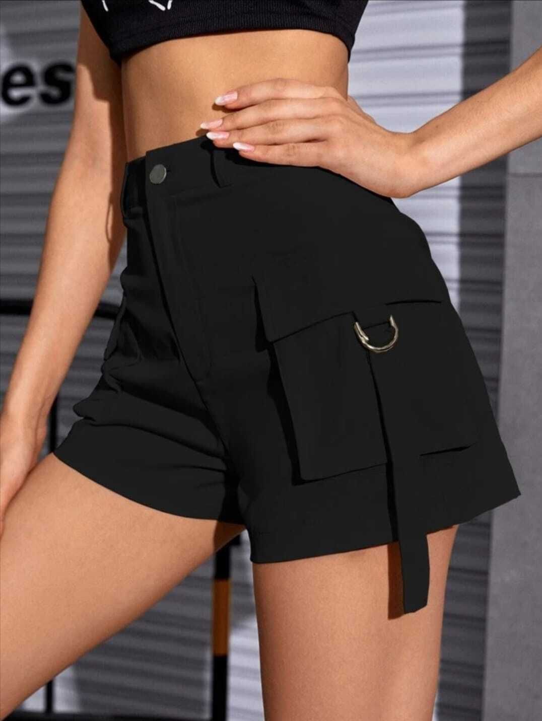 ss unicorn Self Design Women Black Cargo Shorts-picture-14