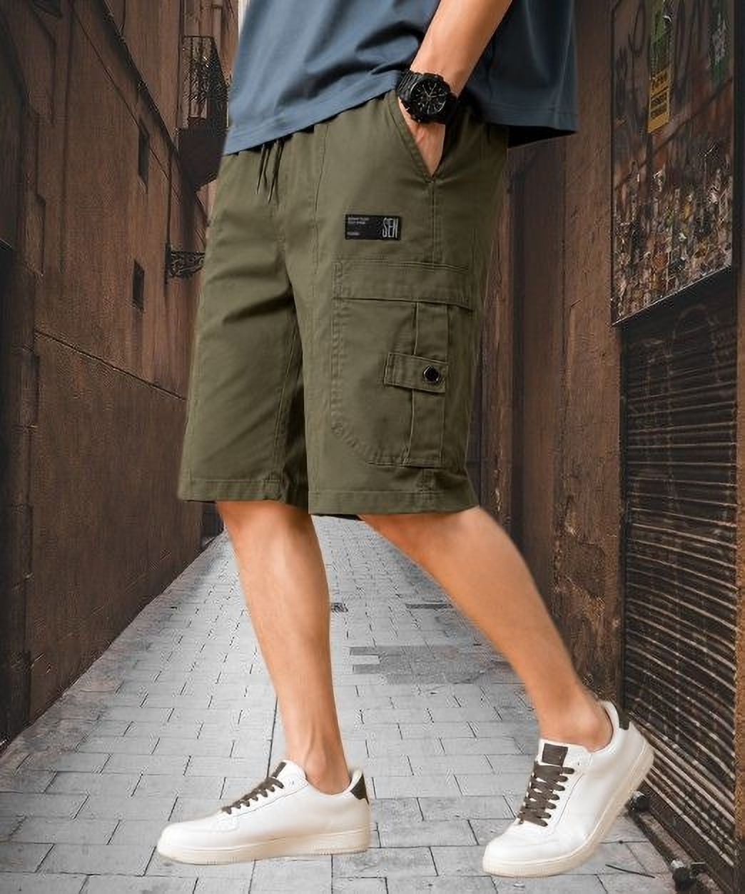 tronx Solid Men Light Green Cargo Shorts-picture-11