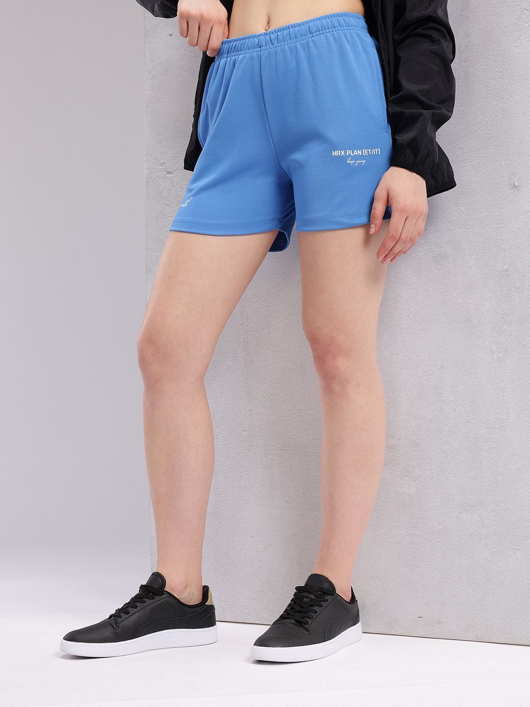 hrx by hrithik roshan Solid Women Blue Regular Shorts-picture-14