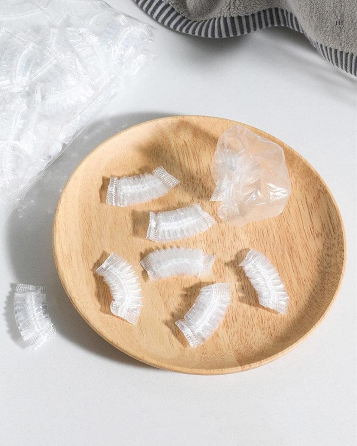 maitri enterprise Waterproof 100 Pcs Clear Disposable Ear Caps for Hair Coloring & Bathing M277-picture-25