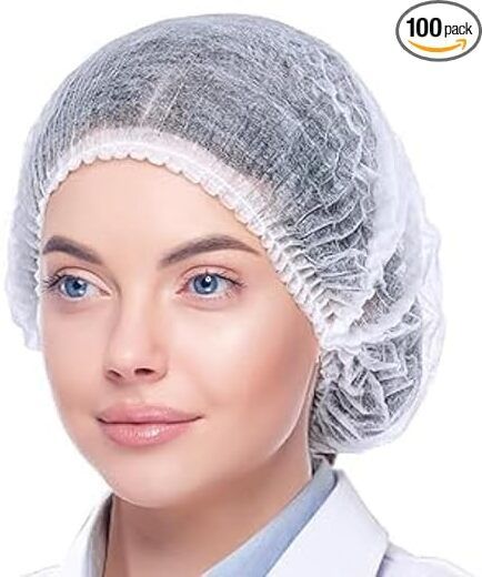 wearcraft Non-Woven Elastic Hair Cap(White And Black, 18)-picture-0