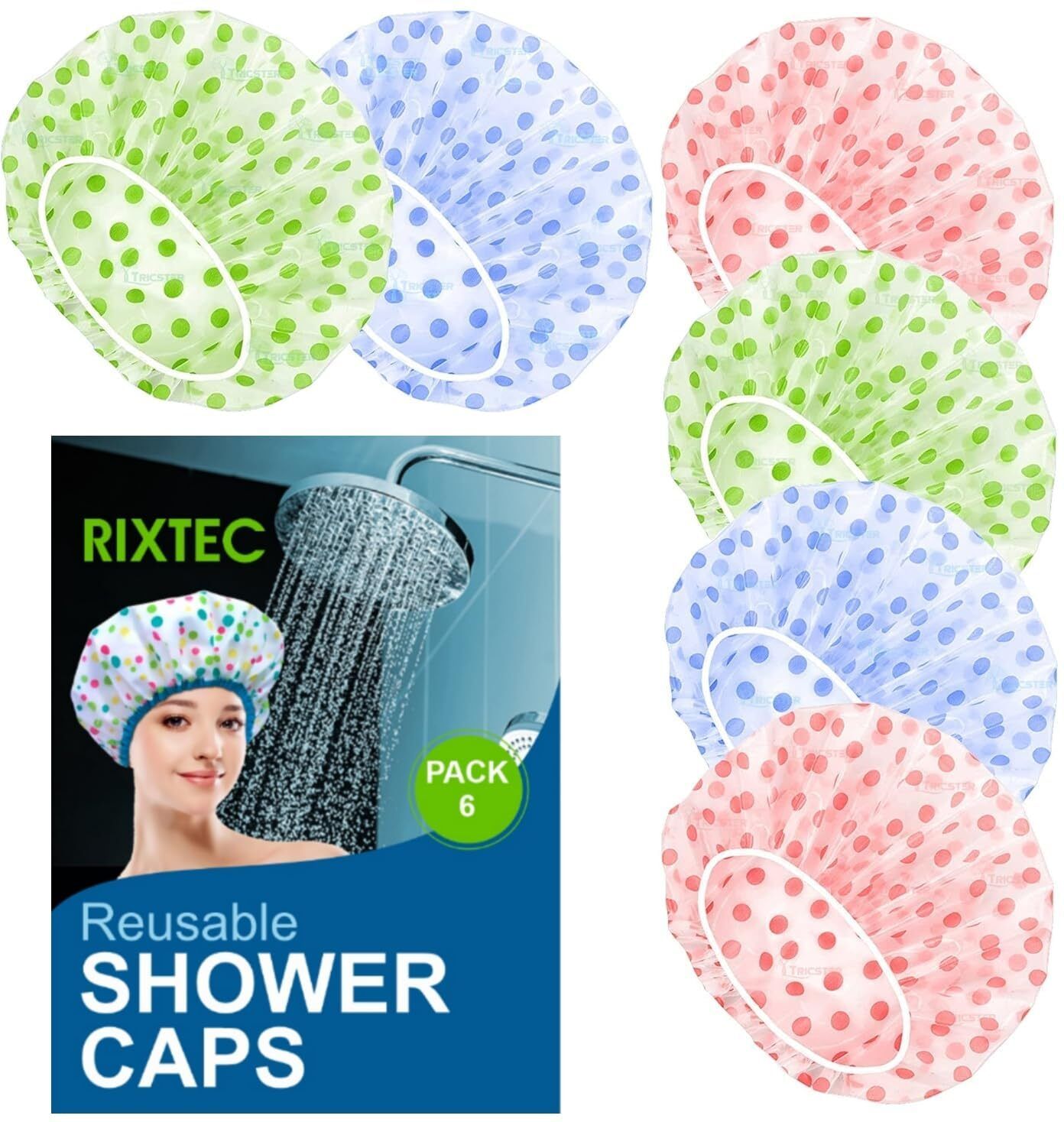 rixtec Reusable Waterproof Elastic Eva Free-Size Bathroom Shower Caps - For Homes, Spas-picture-35