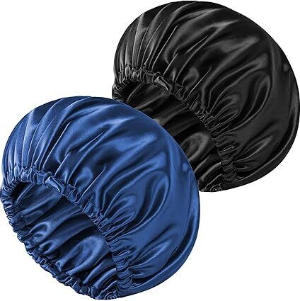 vartin Blue Black Satin Luxury Bonnet Hair Double Layer Reversible for Women (Pck Of 2)-picture-16