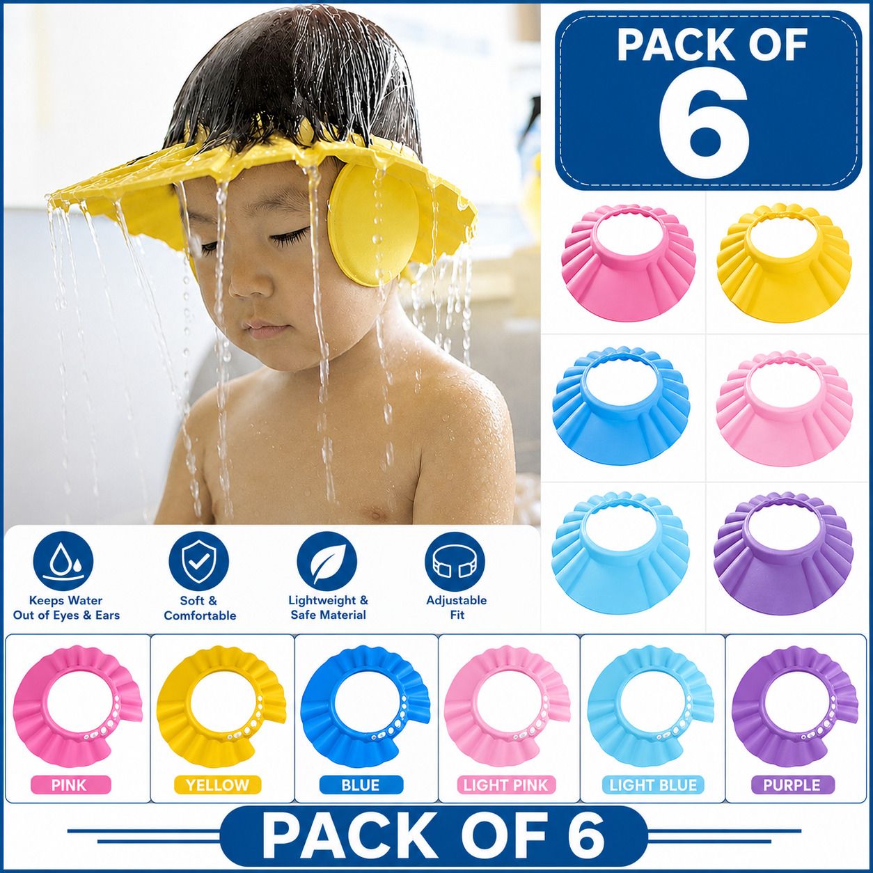 xhawk (pack of 5)Kids Baby Shower Cap Shampoo Cap Bath Cap-picture-44
