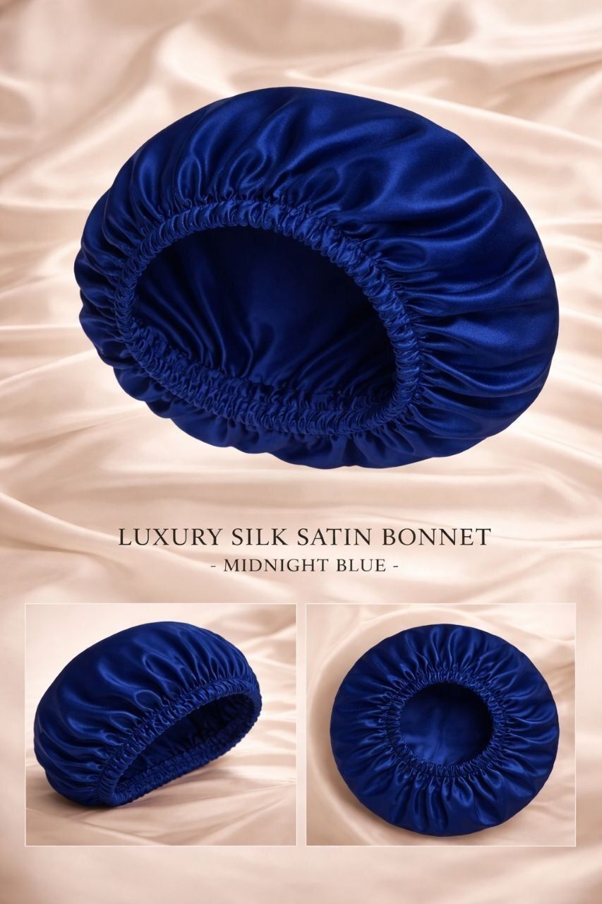 incheonparty Premium Satin Silk Hair Bonnet – Midnight Blue-picture-27