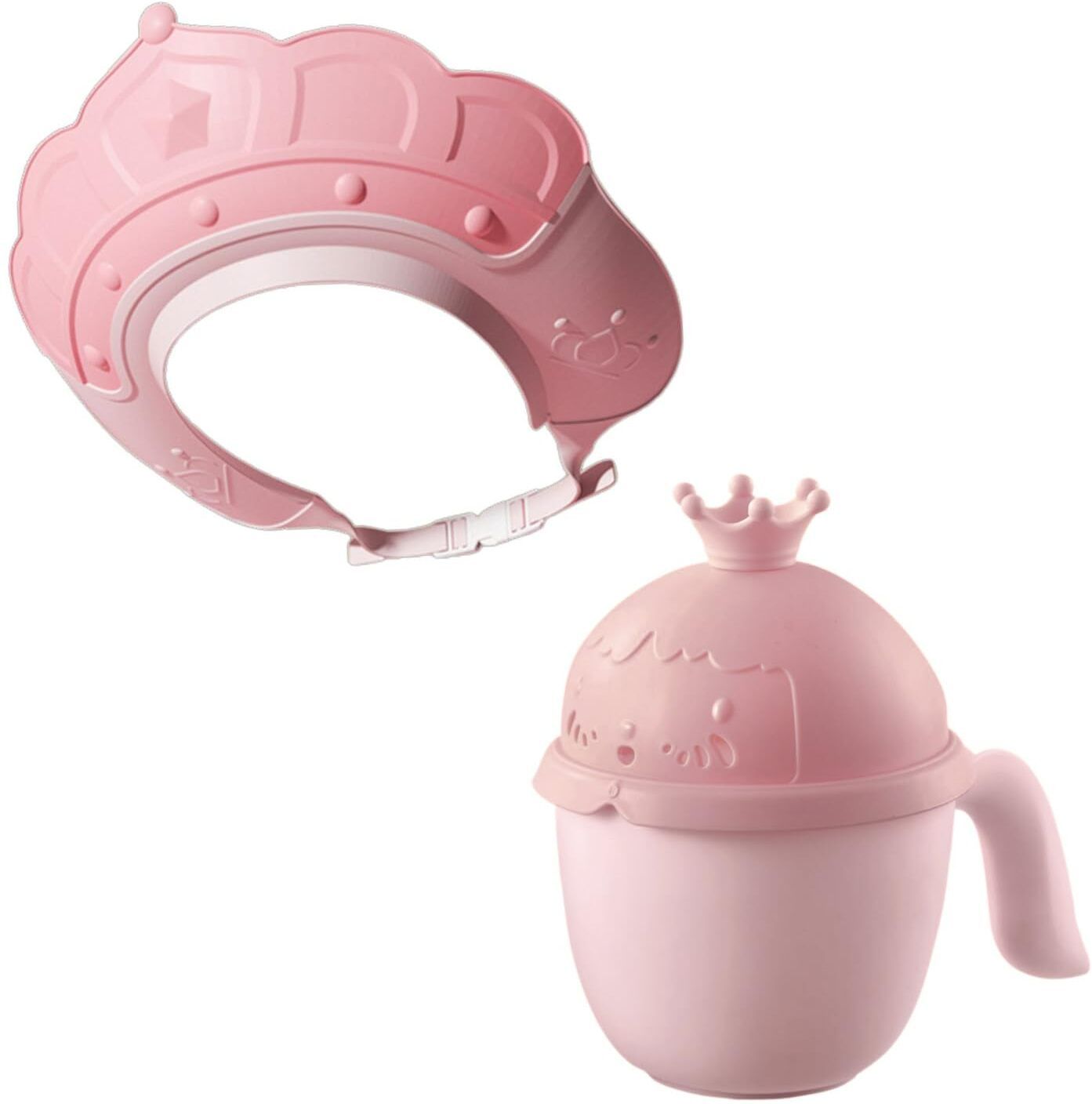 olwick Baby Shower Cap Shield and Cup Set, Visor Hat for Eye and Ear Protection(PINK)-picture-5
