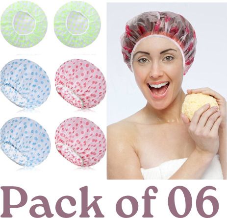 Elastic Shower Cap Reusable Hair Cover Bath Cap Multicolor Set of 6-image-17