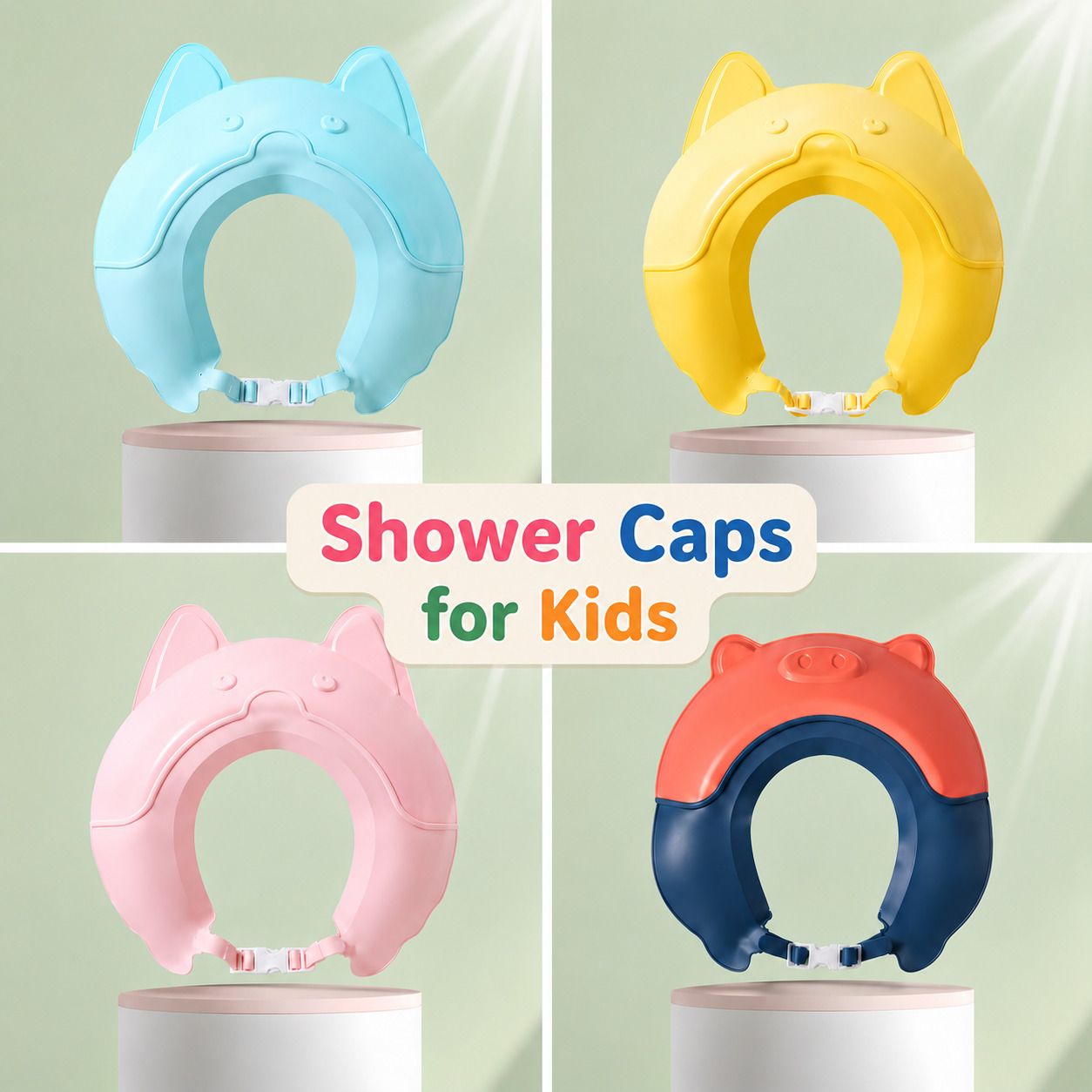 Baby Shower Cap for Kids Adjustable Soft Shampoo Shield Eye & Ear Protector-image-15