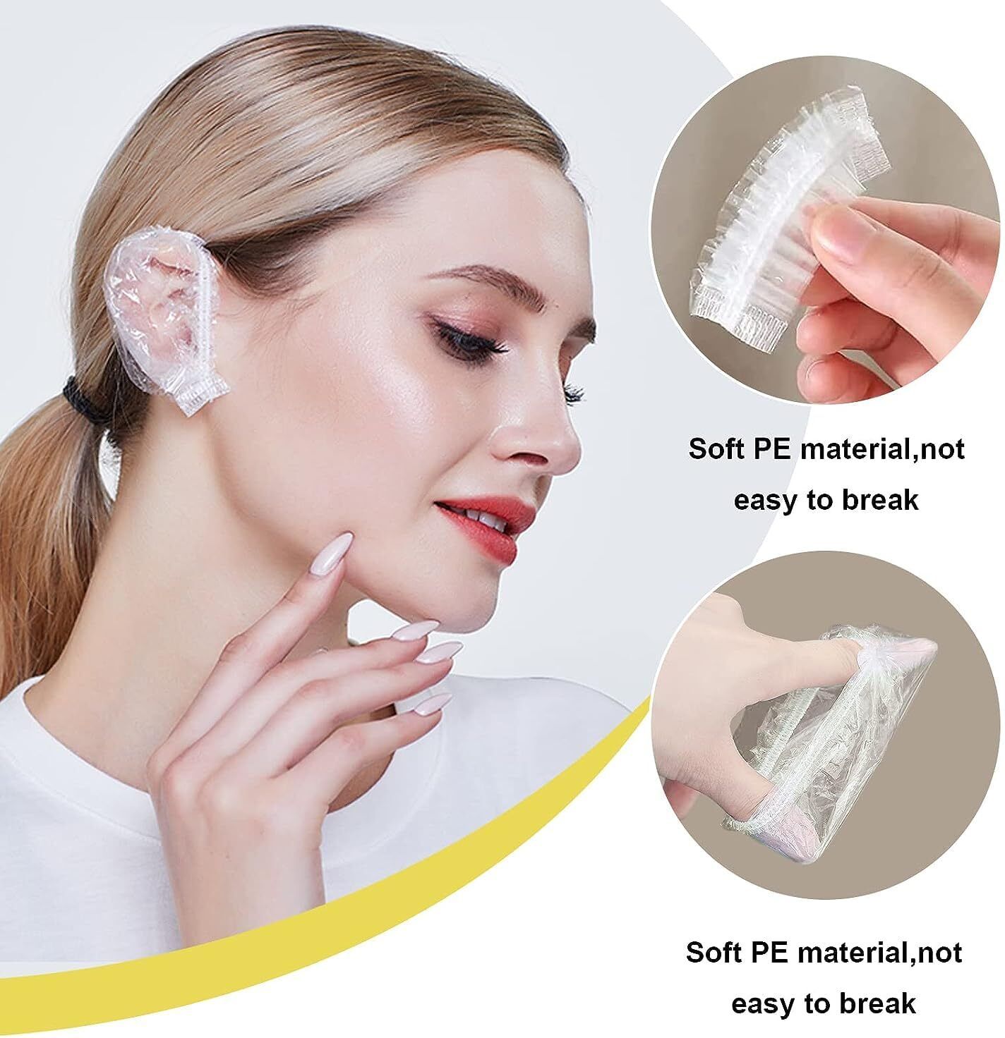 Waterproof Ear Protector, Ear Cover for Shower 100 Pcs, Ear Shower Caps M105-image-45
