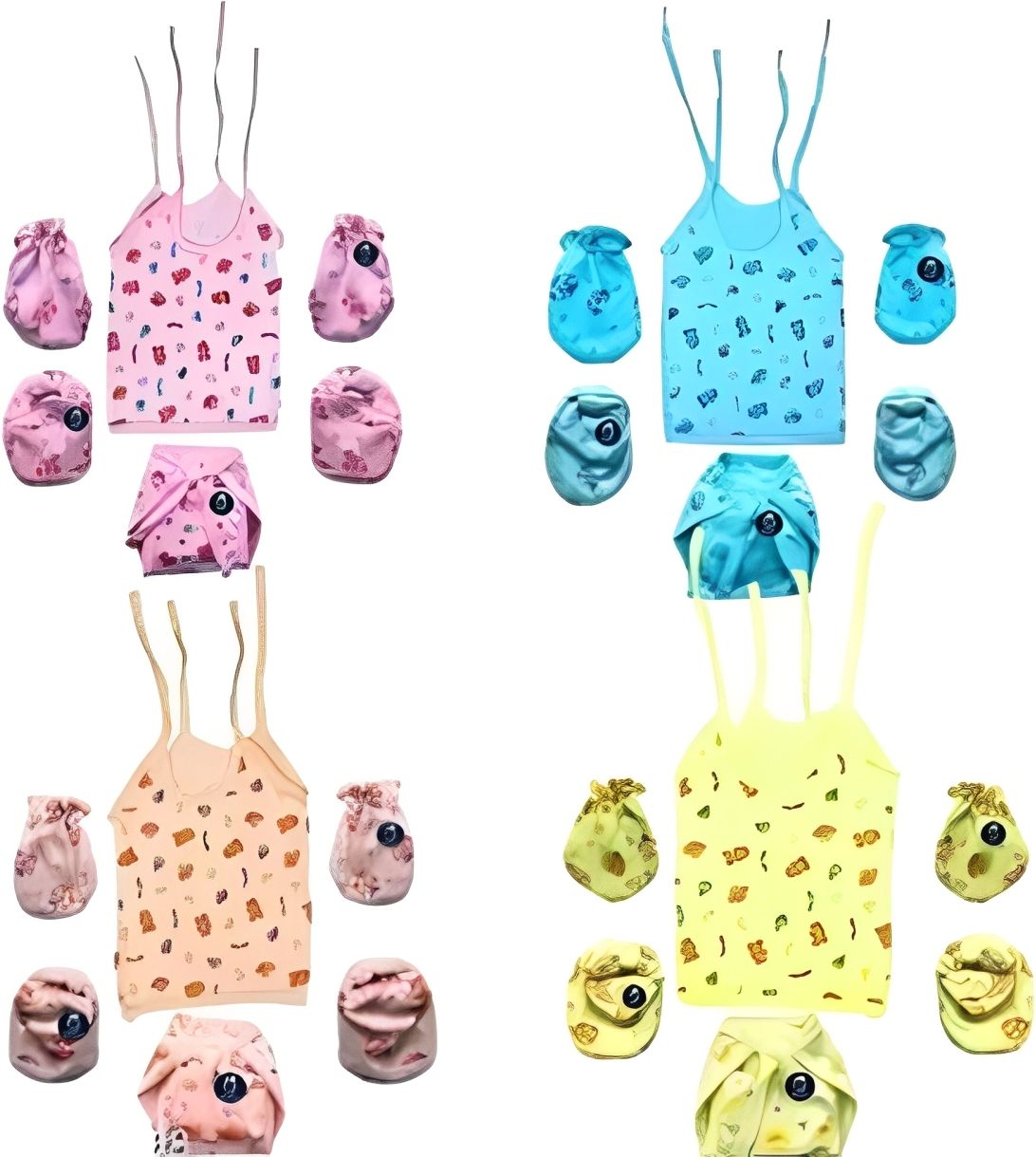 New Born Baby Boy and Girl Cotton Clothes Printed Jabla nepp moja set-image-5