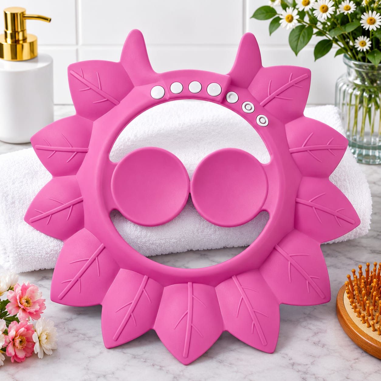 adore Maple Leaf Baby Shampoo Hat – Adjustable Bath Shower Cap for Kids-Pink-picture-12