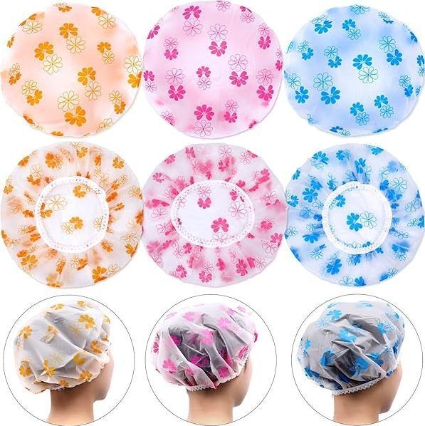 celibate Reusable Shower Cap for Women Bath Hair Cover Pack of 6-picture-36