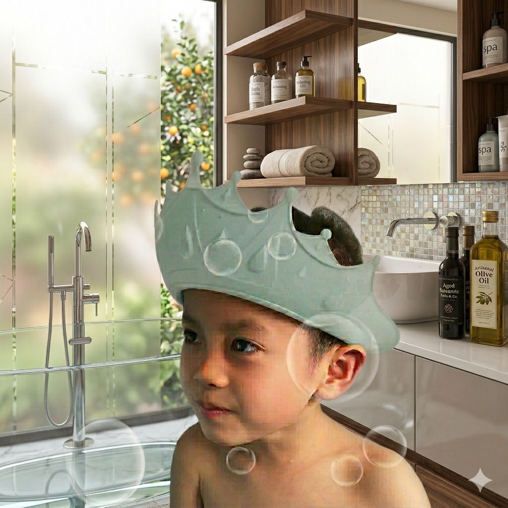 helinadesai Premium Silicone Baby Bath Visor Crown Design Splash Guard-picture-13