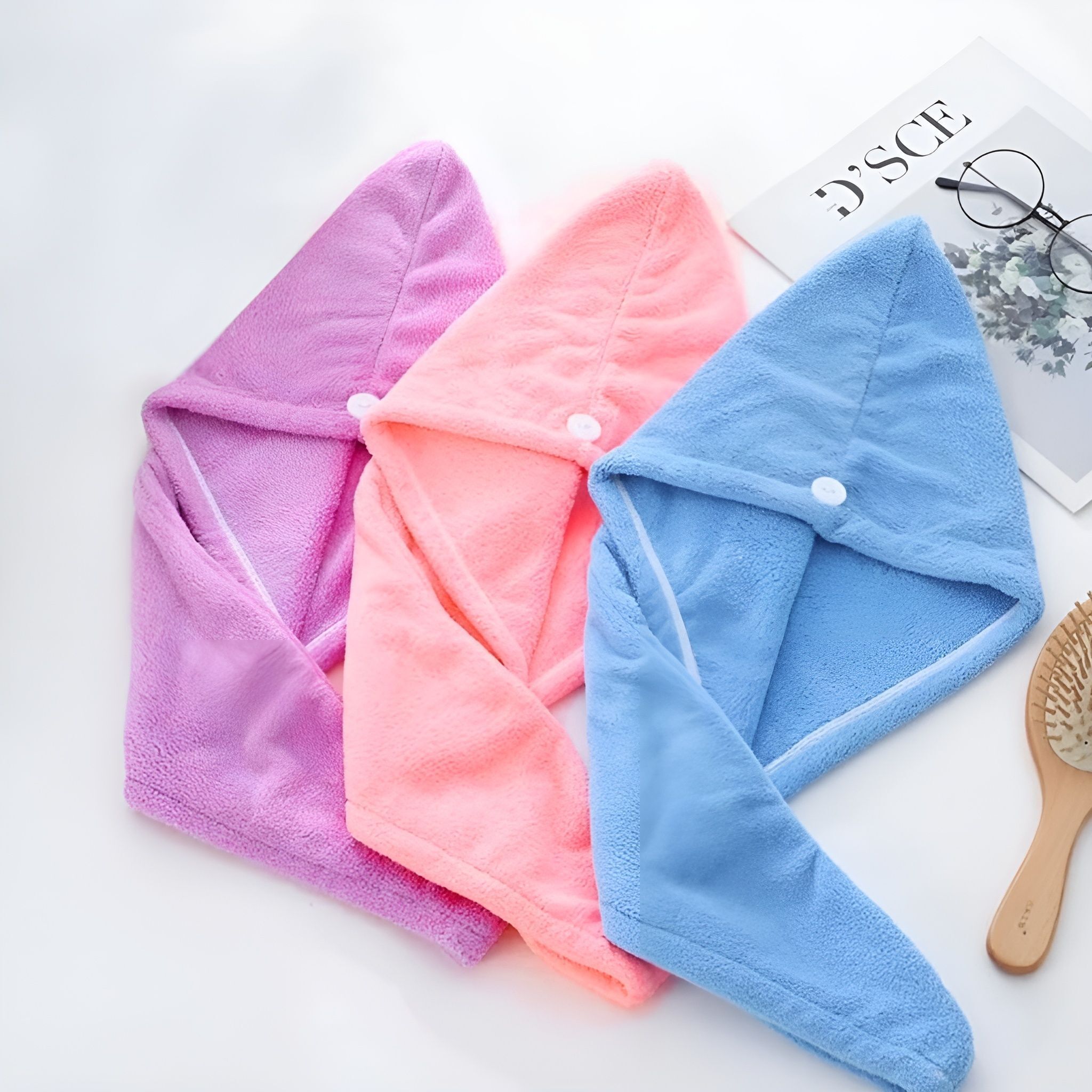 fuelbyte Hair Towel Wrap Absorbent Towel Hair-Drying Bath Magic Hair Warp Towel ( 3PCS )-picture-18