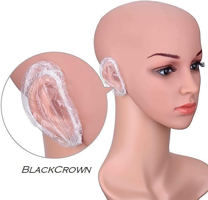 dn brothers Waterproof 100 Pcs Clear Disposable Ear Caps for Hair Coloring & Bathing D300-picture-34