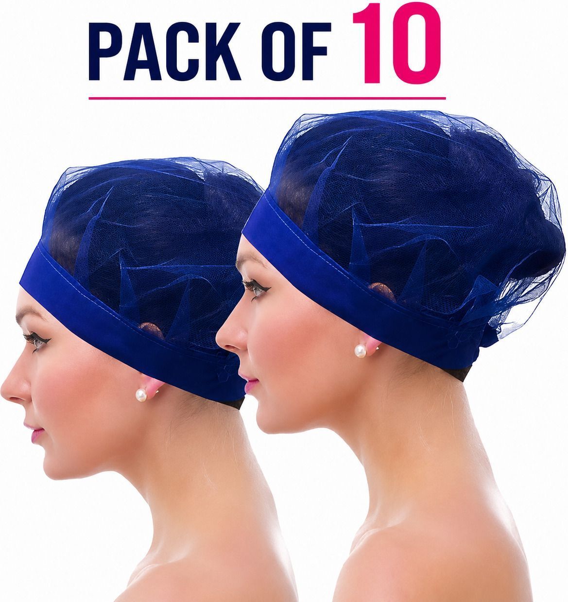 Mesh Hair Net Cap Protective Reusable Hair Cover Hygiene Cap - Blue, 10 Pieces-image-20