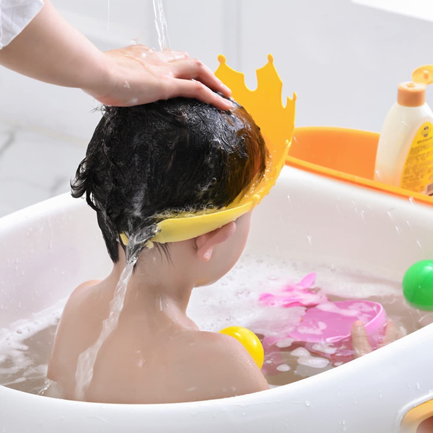 orename Comfortable Baby Bath Crown Hat for Tear-Free Hair Wash-picture-20
