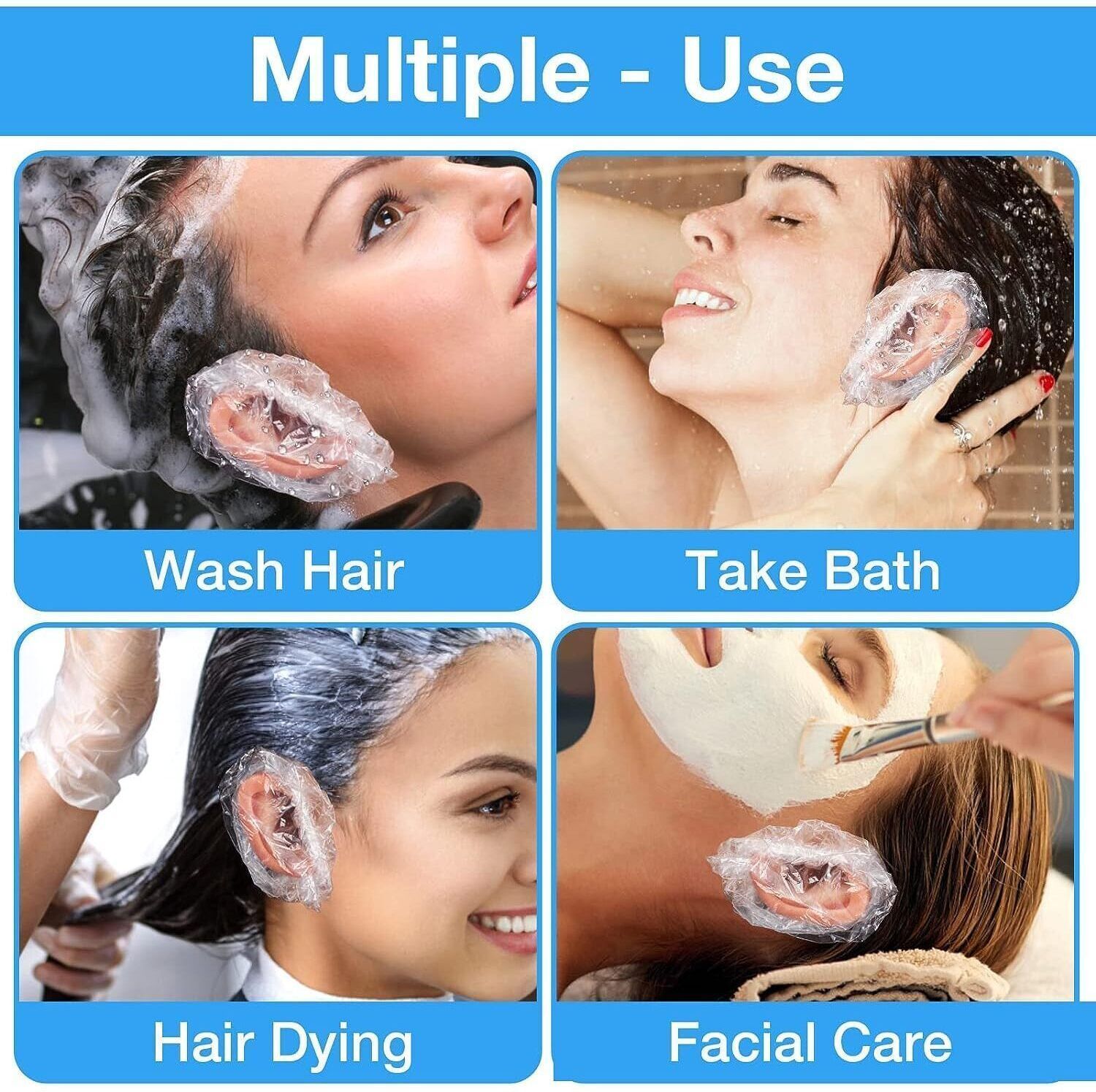 dn brothers 100Pc Clear Ear Protector Waterproof Ear Cover for Hair Dye,Shower,Salon,SpaD210-picture-12