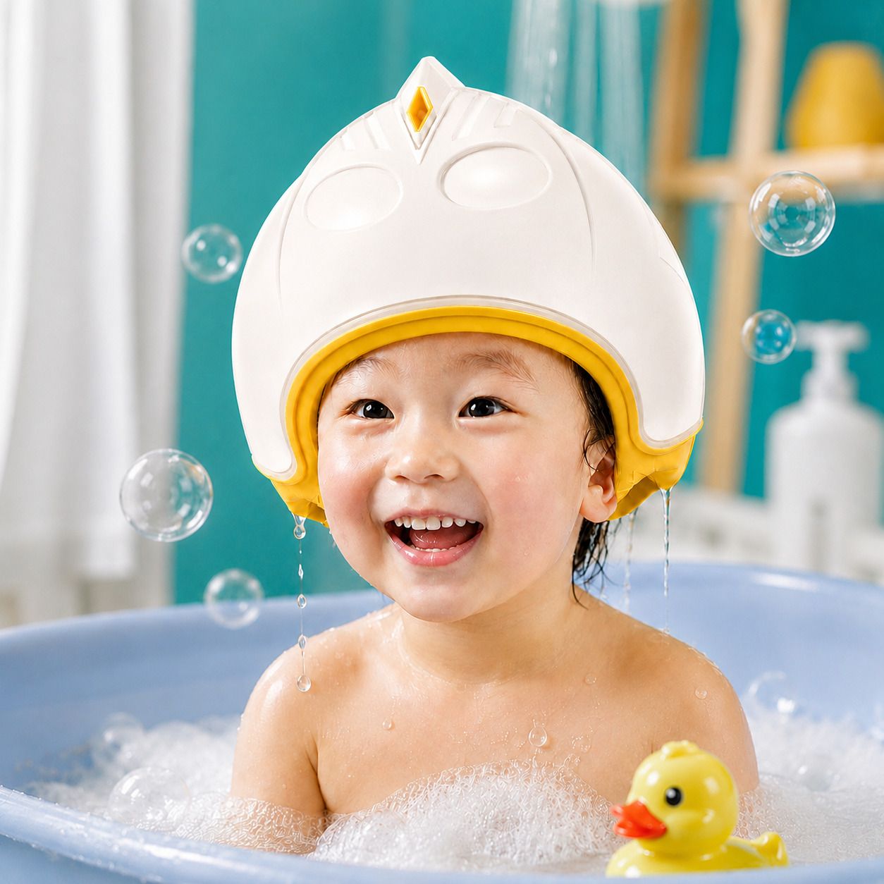 varique baby bath cap, baby shower cap with Adjustable Silicon Strap for Toddler-picture-25